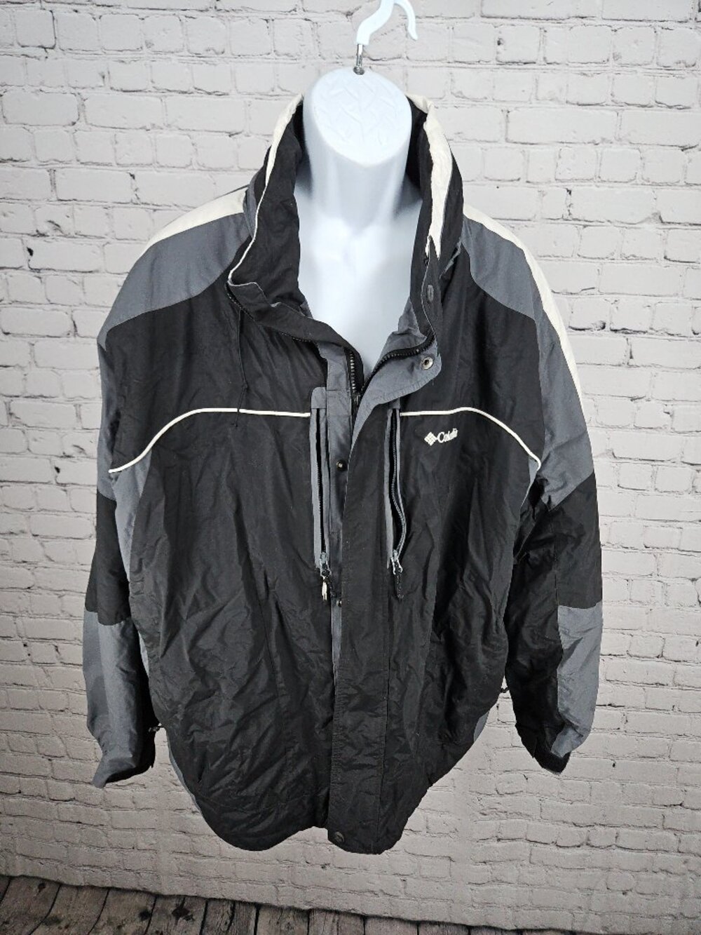 Columbia Black Gray Colorblock Insulated Full Zip Winter Jacket Men's XXL